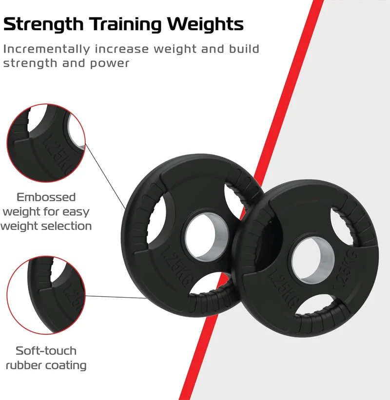 2 x 25kg Gummierte Olympia Hantelscheiben – Tri-Grip