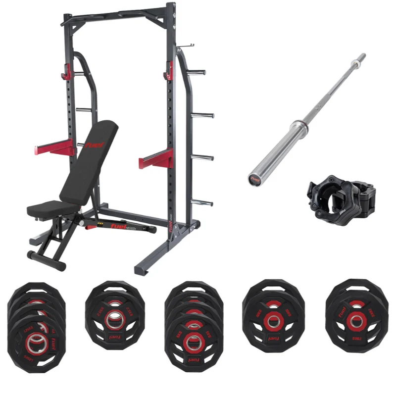 FUEL Fitness HR400 Power Set: Halfcage + Hantelbank + Hantelstange + Hantelscheiben