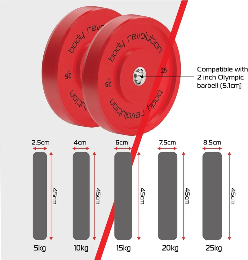 Body Revolution 60-kg-Set Olympische Bunte Bumper-Platten