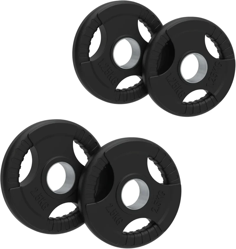 7,5 kg Olympische Hantelscheiben mit Tri-Grip-Griffen – Schwarz