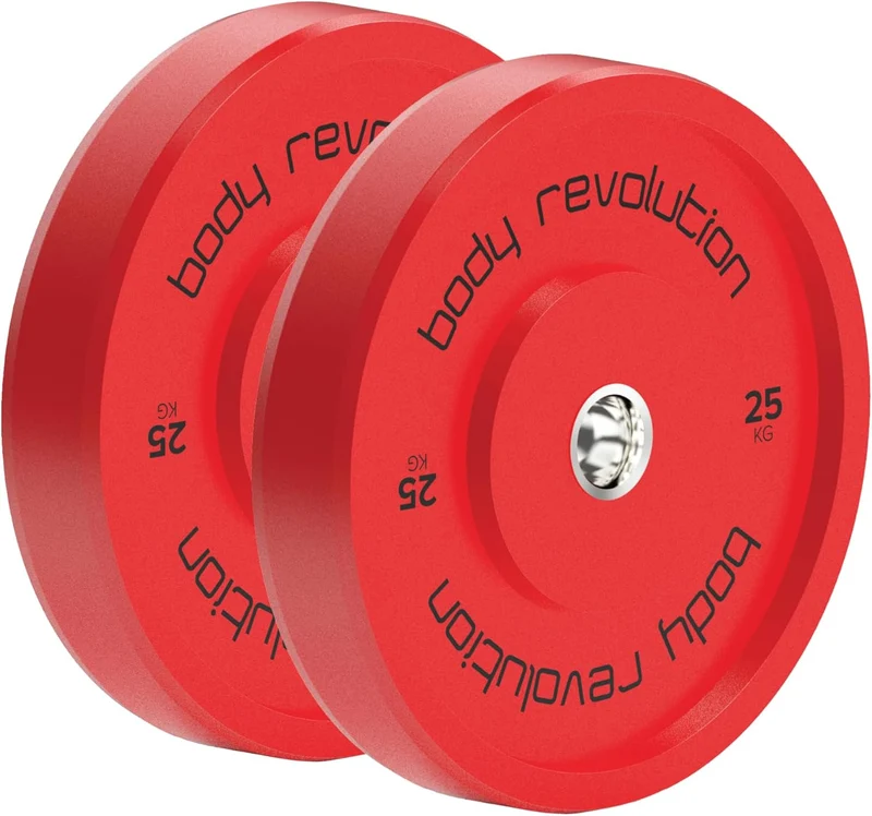 Body Revolution 2 x 25 kg Rote Olympische Bumper Plates