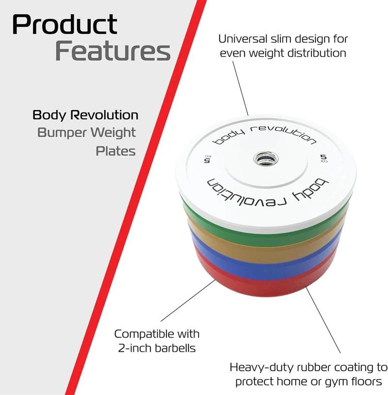 Body Revolution 2 x 25 kg Rote Olympische Bumper Plates