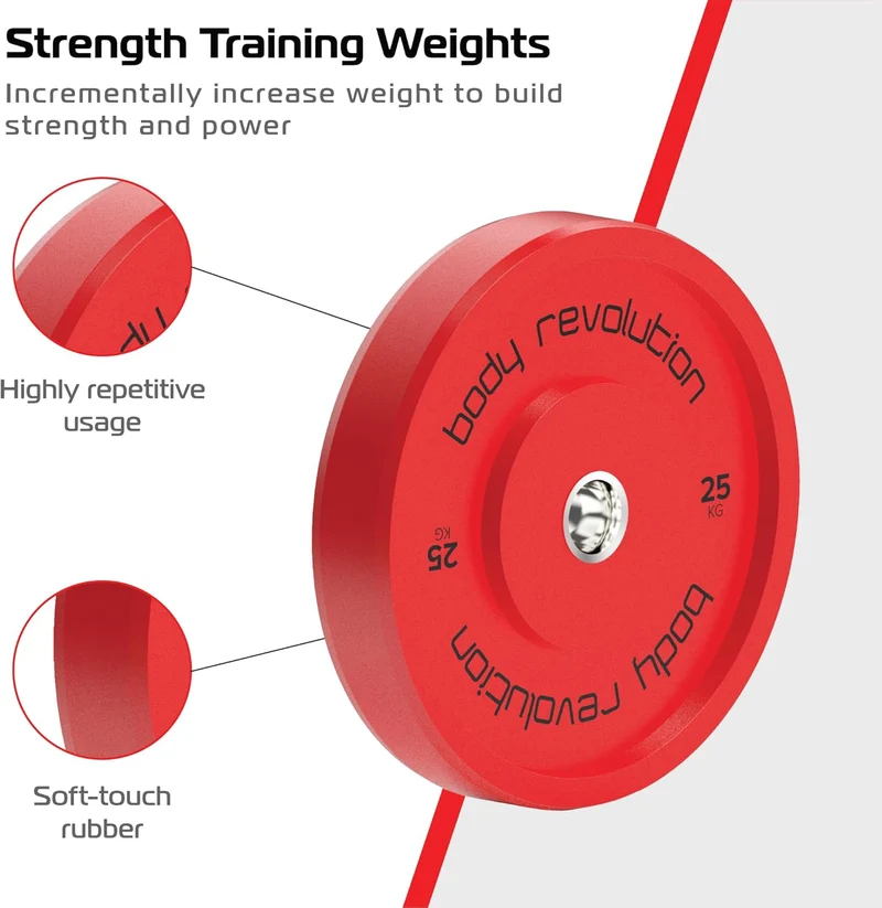 Body Revolution 2 x 25 kg Rote Olympische Bumper Plates