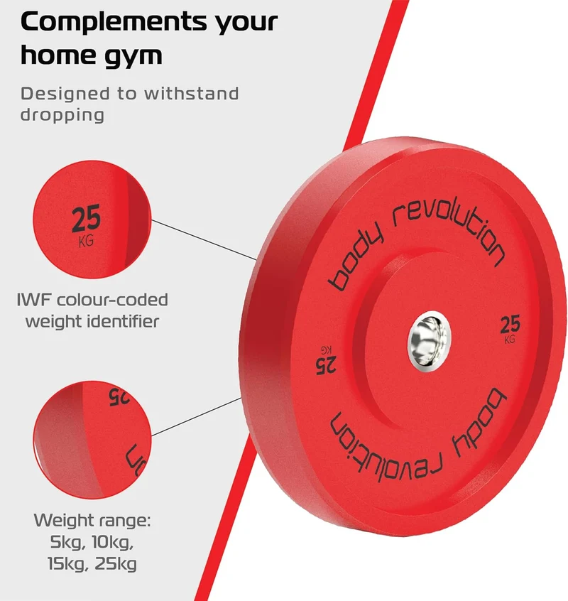 Body Revolution 2 x 25 kg Rote Olympische Bumper Plates