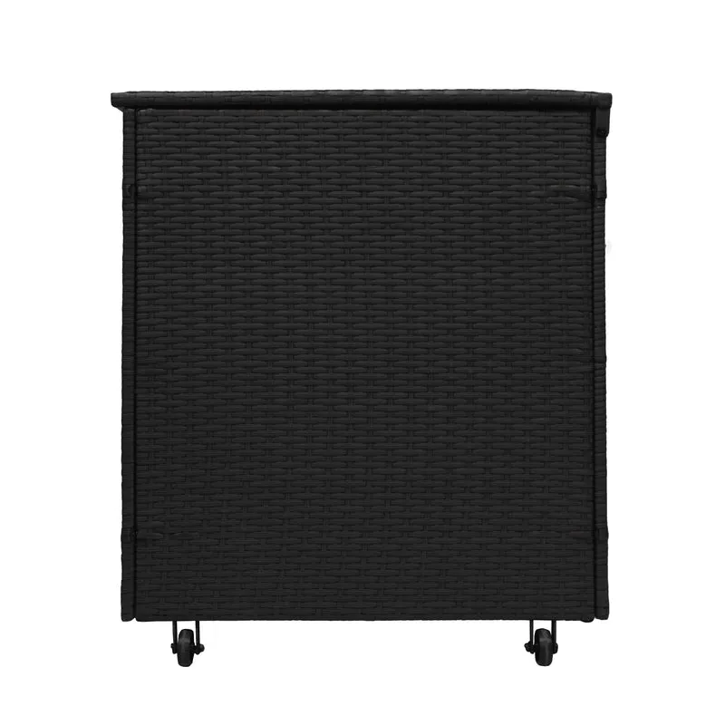 Aluminium 5-teiliges Ecksofa-Set mit schwarzer Rattan-Aufbewahrungsbox - Holz