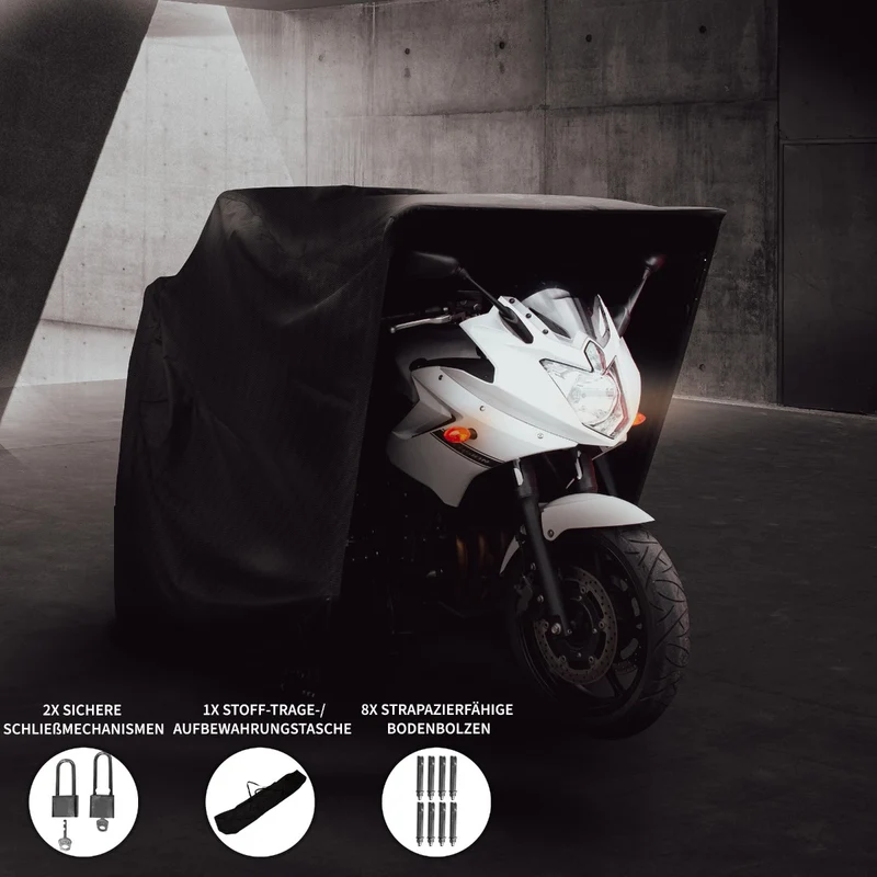 Motorrad-Schutzzelt L - Schwarz