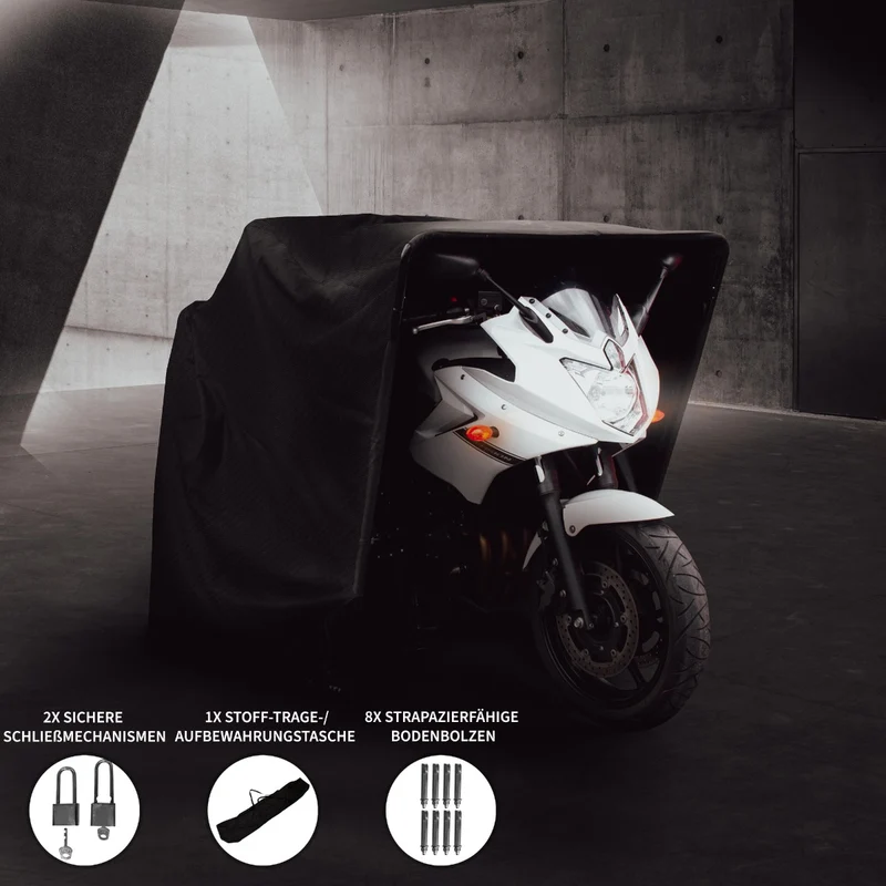 Motorrad Garagenzelt M - Schwarz