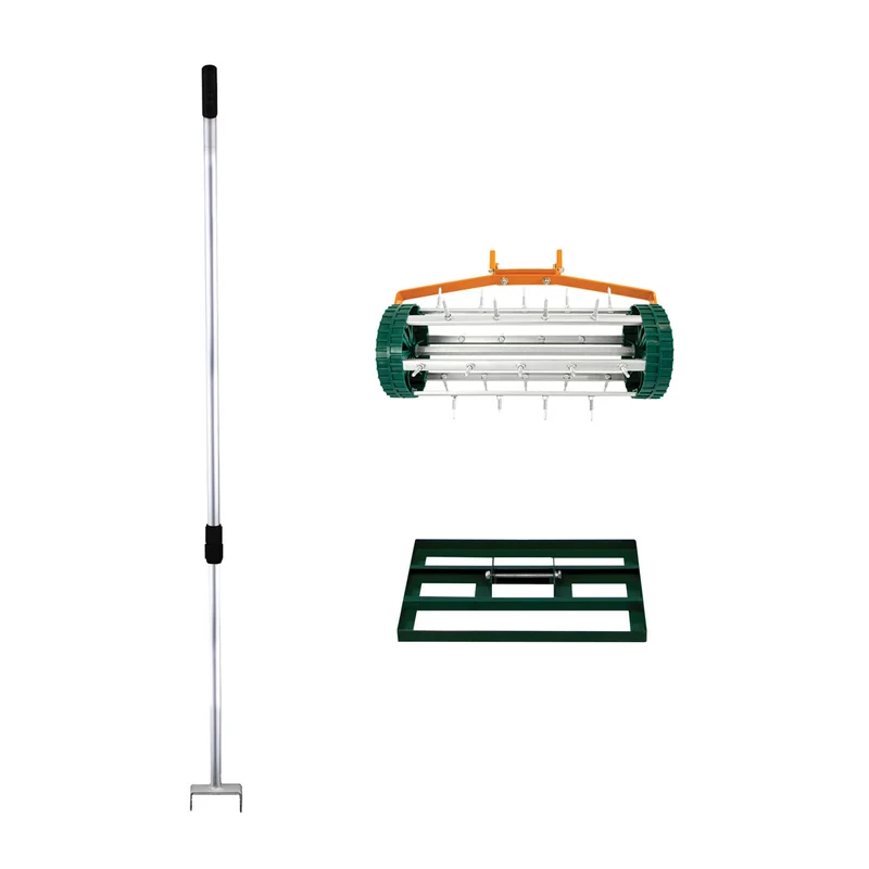 T-Mech Rasenrakel 50cm und rollender Rasenlüfter – Grün