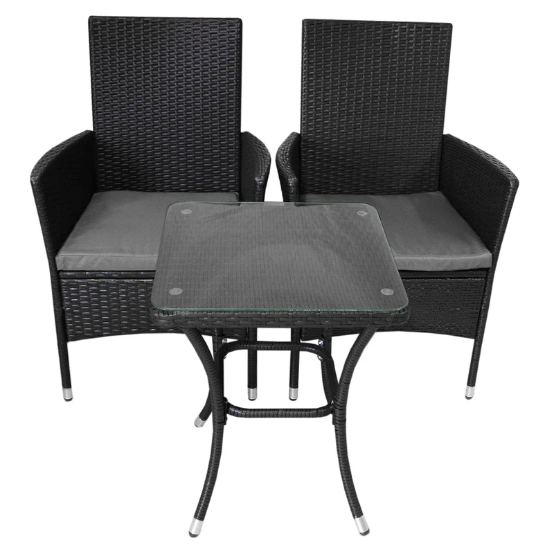 Jardí Rattan Bistro Set Schwarz