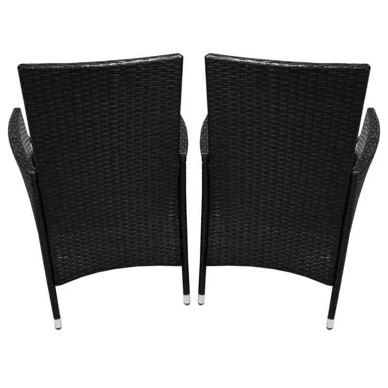 Jardí Rattan Bistro Set Schwarz