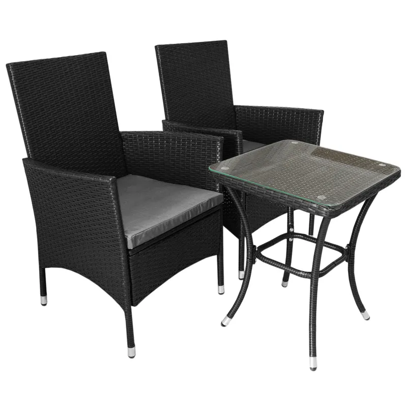 Jardí Rattan Bistro Set Schwarz