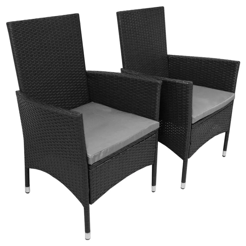 Jardí Rattan Bistro Set Schwarz