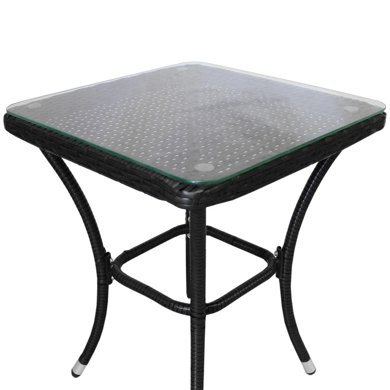 Jardí Rattan Bistro Set Schwarz