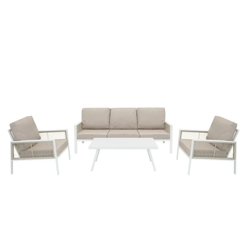 4-teilige Aluminium-Sofagarnitur – Weiß