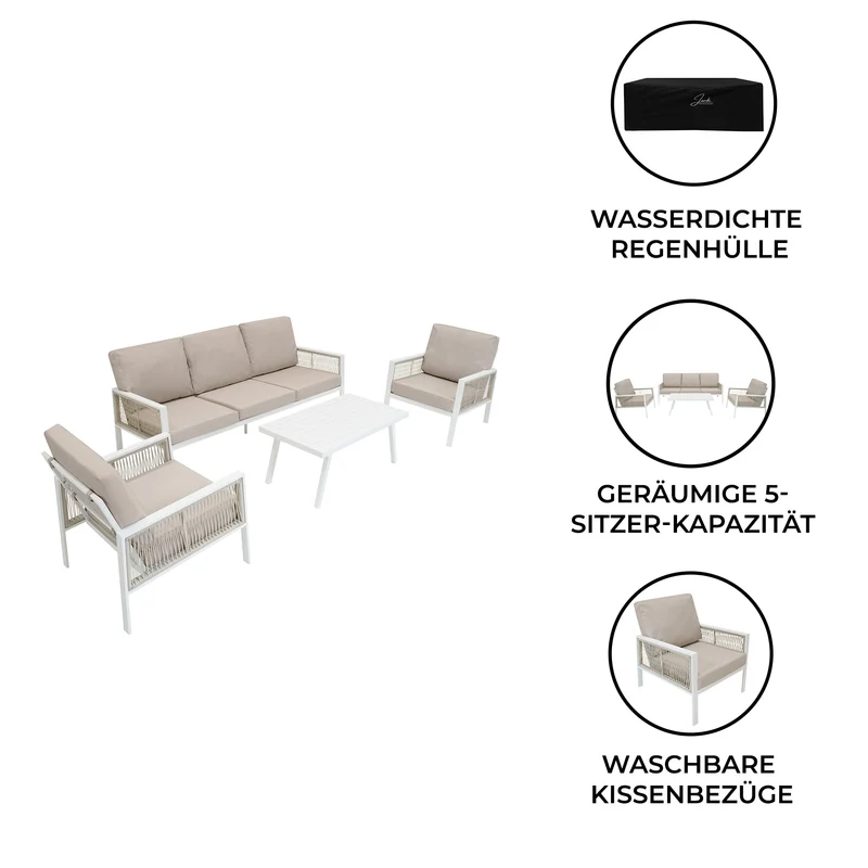 4-teilige Aluminium-Sofagarnitur – Weiß
