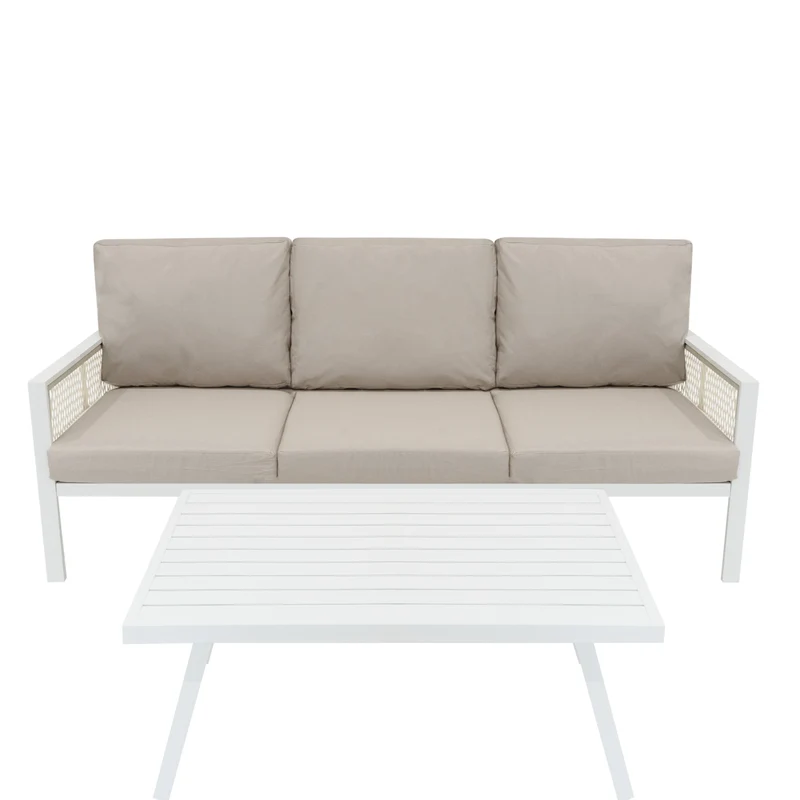 4-teilige Aluminium-Sofagarnitur – Weiß