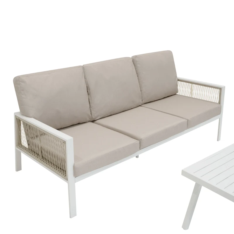 4-teilige Aluminium-Sofagarnitur – Weiß