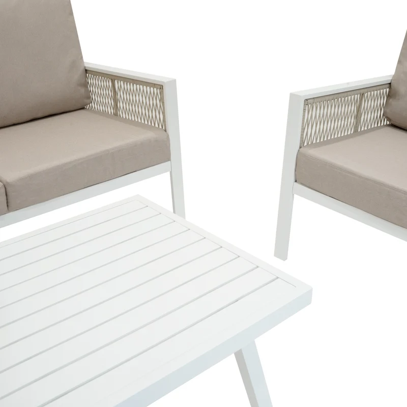 4-teilige Aluminium-Sofagarnitur – Weiß