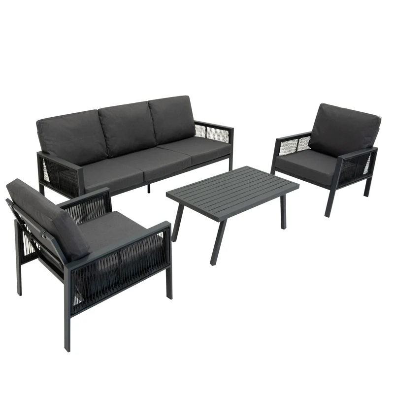 4-teilige Aluminium-Sofagarnitur – Anthrazitgrau
