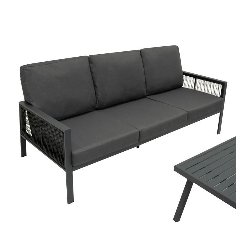 4-teilige Aluminium-Sofagarnitur – Anthrazitgrau