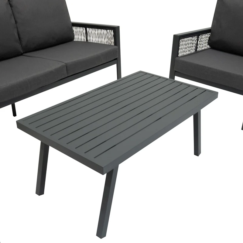 4-teilige Aluminium-Sofagarnitur – Anthrazitgrau