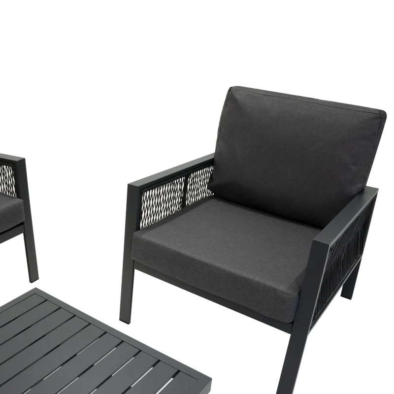 4-teilige Aluminium-Sofagarnitur – Anthrazitgrau