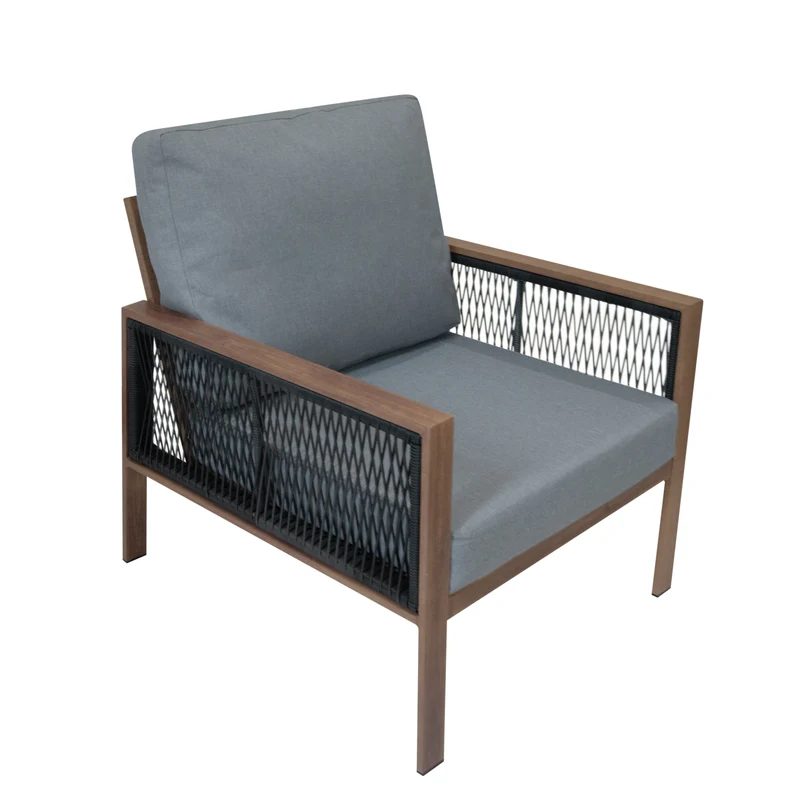 4-teilige Aluminium-Sofagarnitur – Holz
