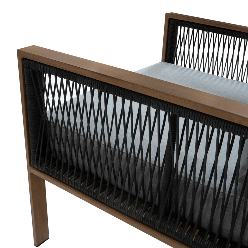 4-teilige Aluminium-Sofagarnitur – Holz
