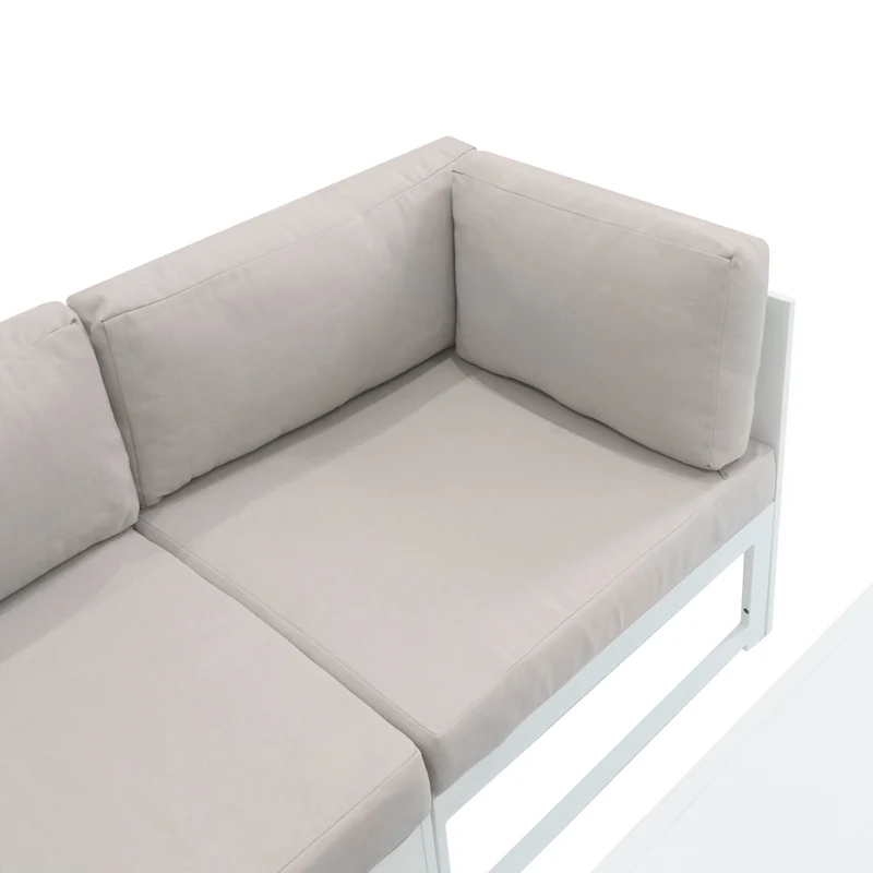 Aluminium 9-teiliges Modulares Gartenmöbelset mit Feuerstelle - Weiß