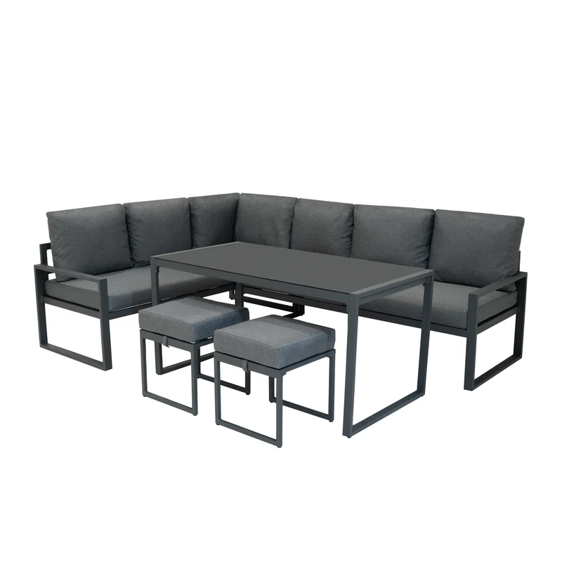 Aluminium 5-teiliges Ecksofa-Set - Anthrazitgrau