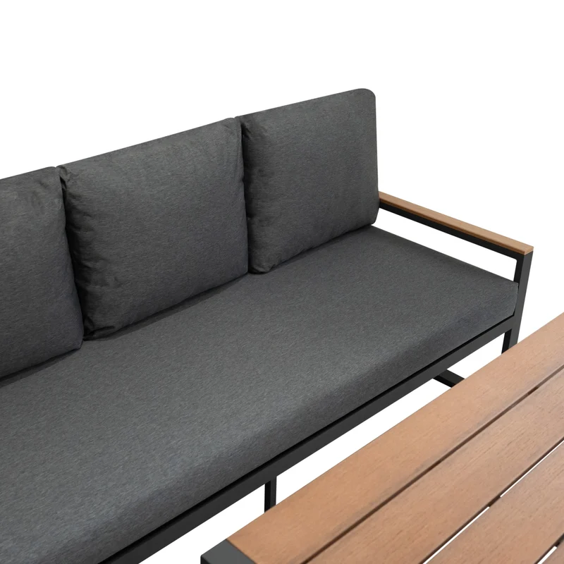 Aluminium 5-teiliges Ecksofa-Set - Holz