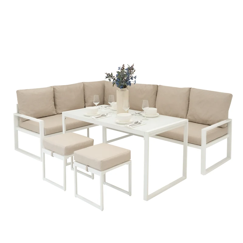 Aluminium 5-teiliges Ecksofa-Set - Weiß