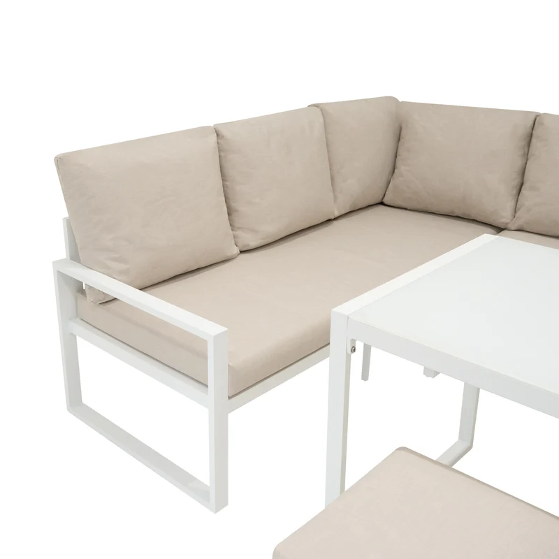 Aluminium 5-teiliges Ecksofa-Set - Weiß