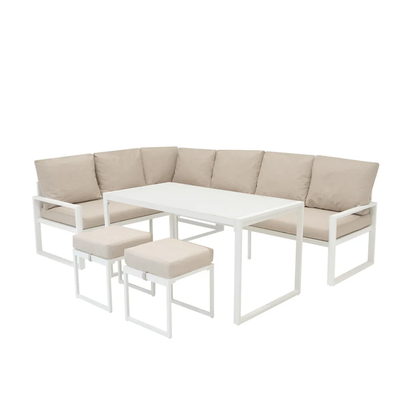 Aluminium 5-teiliges Ecksofa-Set - Weiß