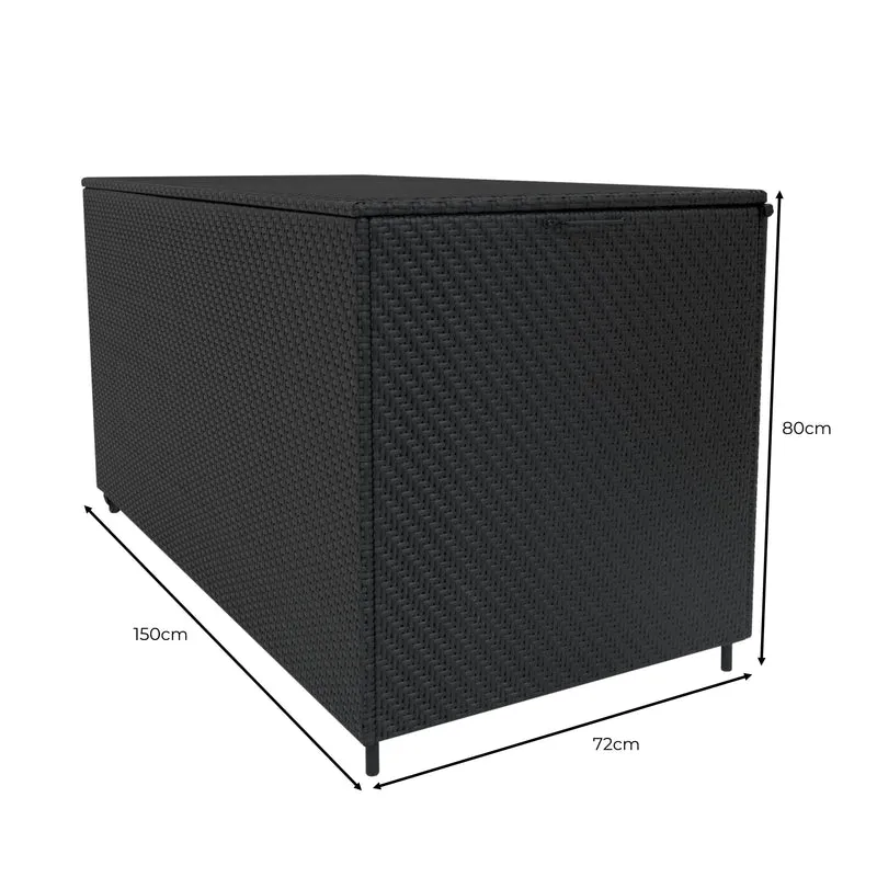 Rattan Modulares 7-teiliges Möbelset mit Aufbewahrungsbox 700L - Schwarz