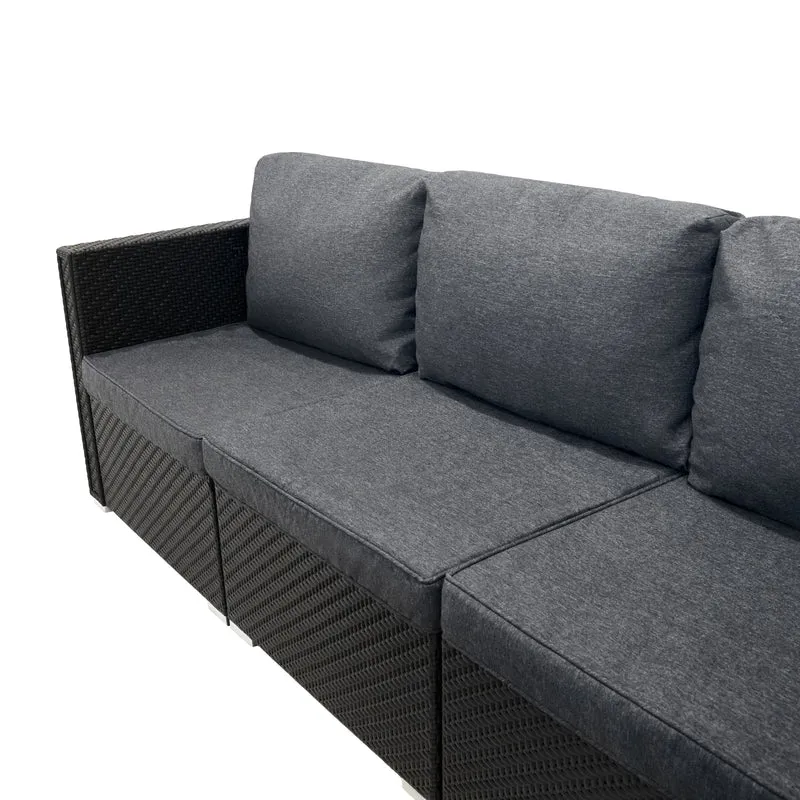 Rattan Modulares 7-teiliges Möbelset mit Aufbewahrungsbox 996L - Schwarz