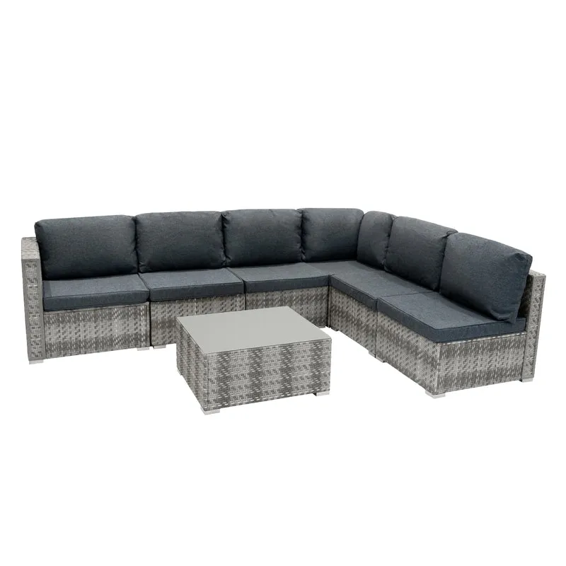 Rattan Modulares 7-teiliges Möbelset mit Aufbewahrungsbox 700L - Grau