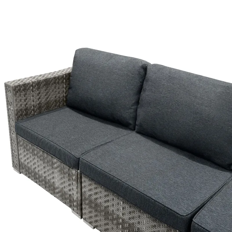Rattan Modulares 7-teiliges Möbelset mit Aufbewahrungsbox 700L - Grau