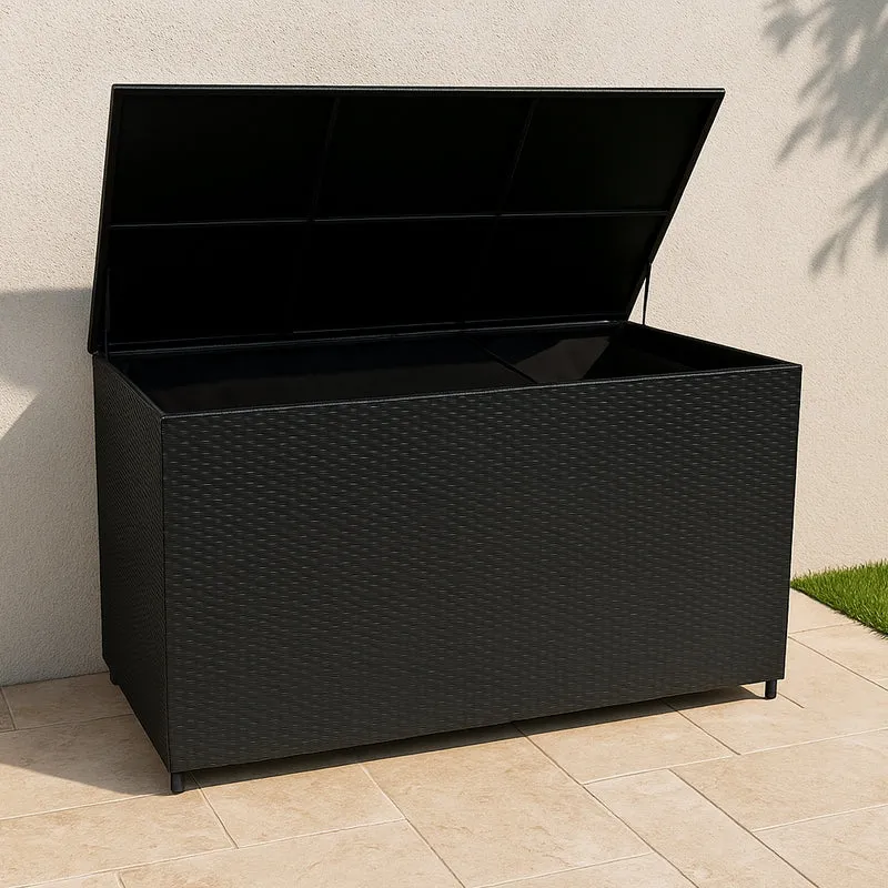 Rattan Modulares 6-teiliges Möbelset mit Aufbewahrungsbox 700L - Schwarz
