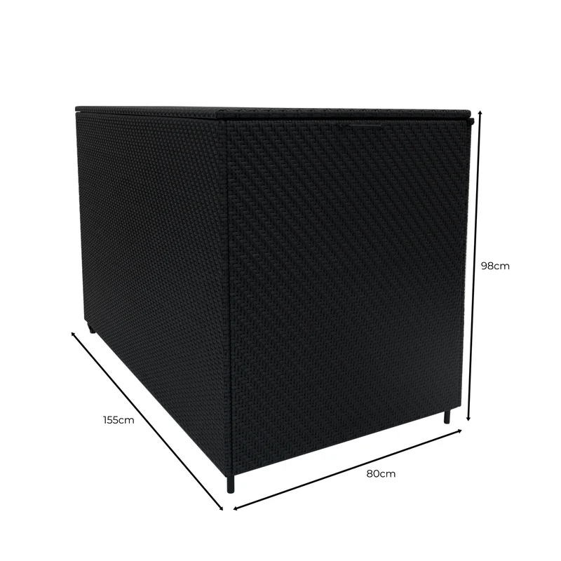 Rattan Modulares 6-teiliges Möbelset mit Aufbewahrungsbox 996L - Schwarz