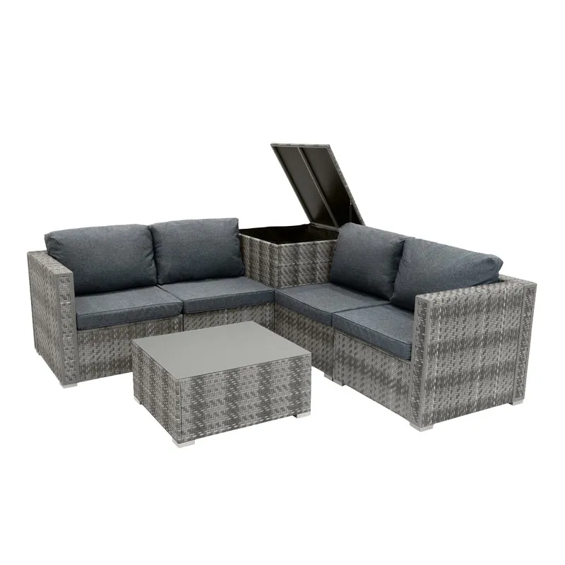 Rattan Modular 6-teiliges Möbelset – Grau