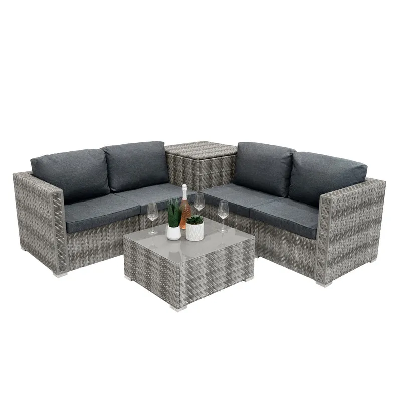 Rattan Modular 6-teiliges Möbelset – Grau