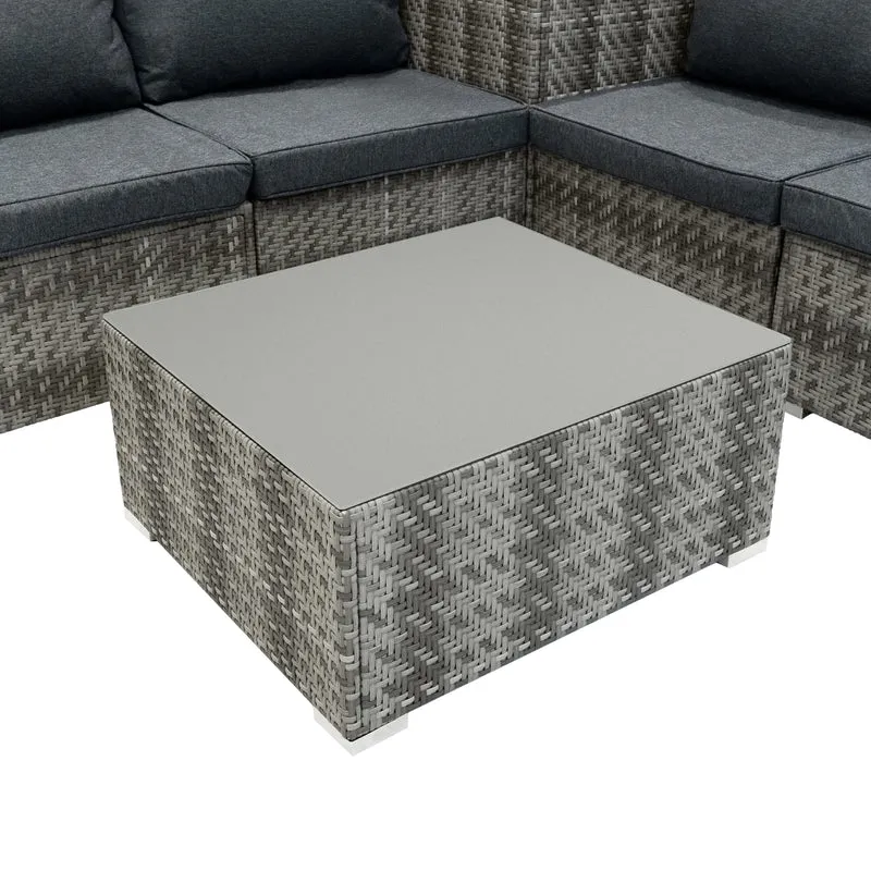 Rattan Modular 6-teiliges Möbelset – Grau