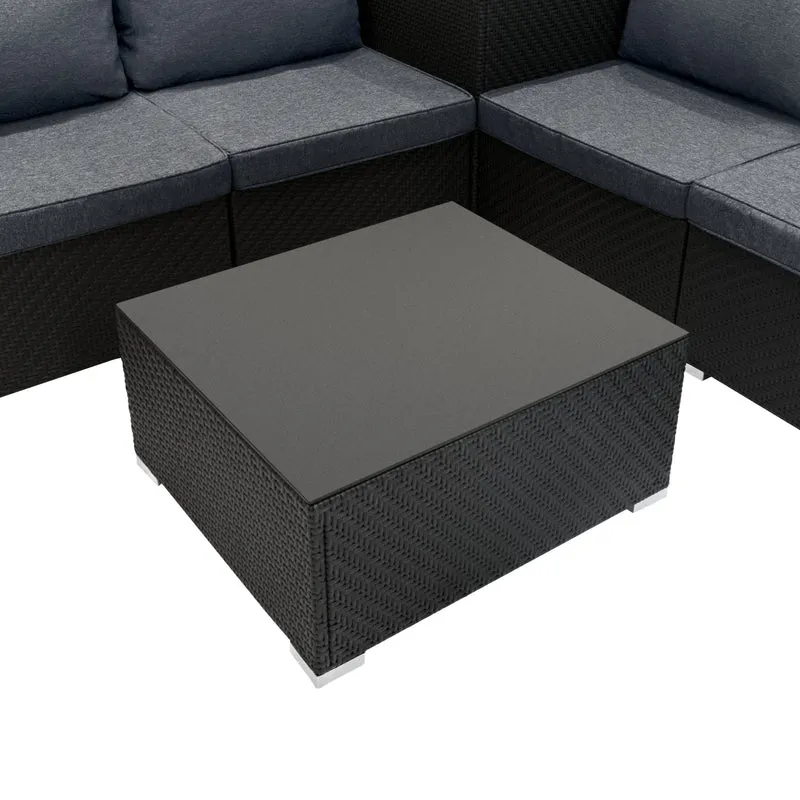 Rattan Modular 6-teiliges Möbelset – Schwarz