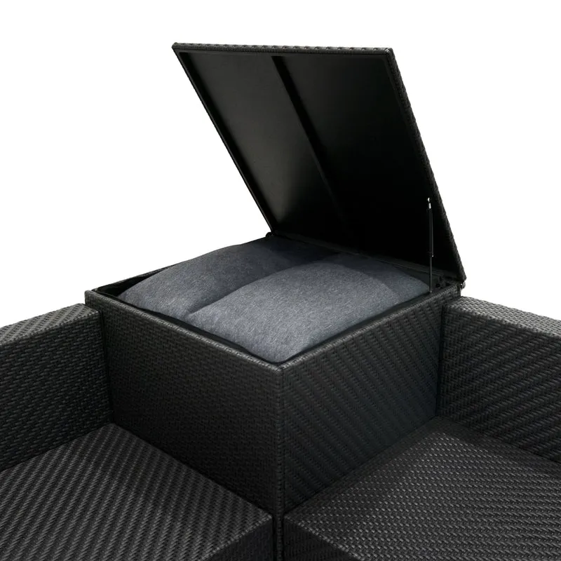 Rattan Modular 6-teiliges Möbelset – Schwarz