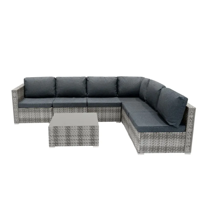 Rattan Modular 7-teiliges Möbelset – Grau