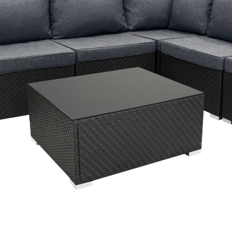 Rattan Modular 7-teiliges Möbelset – Schwarz