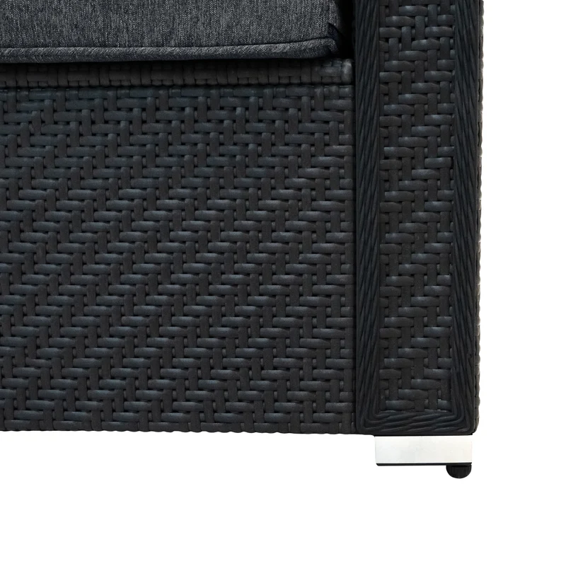 Rattan Modular 7-teiliges Möbelset – Schwarz