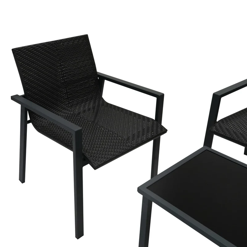 Rattan Terrassenmöbel Set - Schwarz