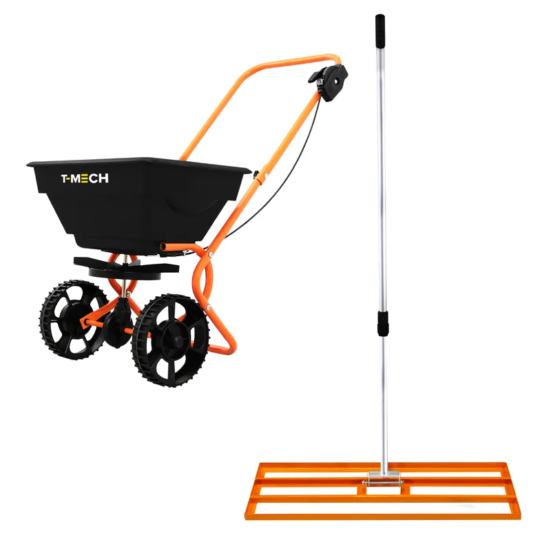 T-Mech Rasennivellierer und Rotationsstreuer 100cm – Orange